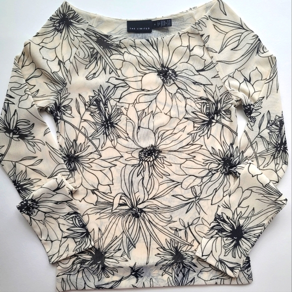 Vintage The Limited Sheer Floral Mesh Embellished Top, Lined, Size S - Picture 12 of 12